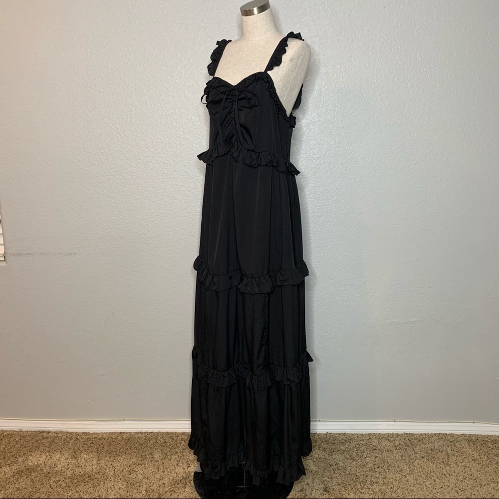 Boohoo Ruffle Tiered Black Sleeveless Maxi Dress - Picture 5 of 11